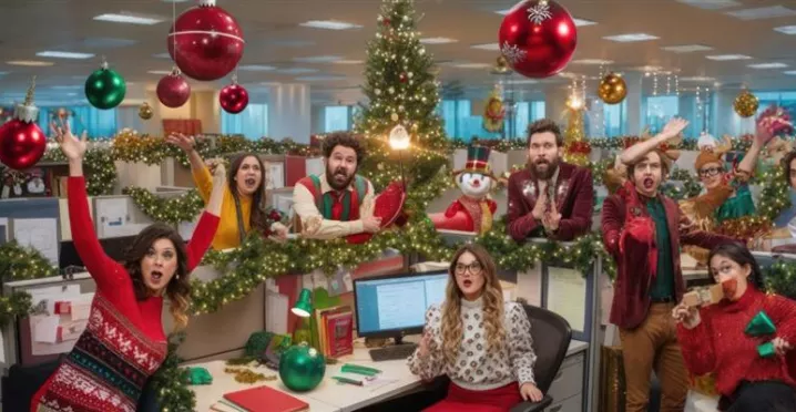 Festejo de navidad en la oficina