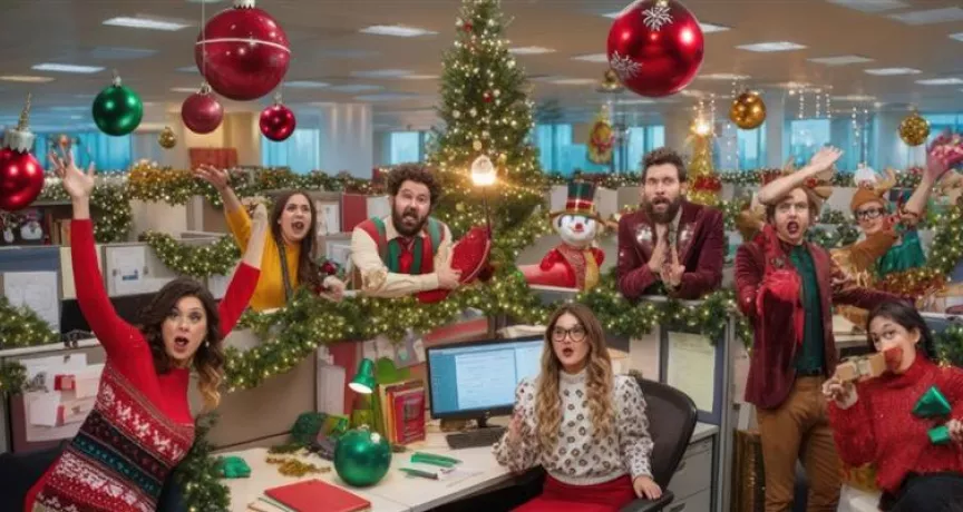 Festejo de navidad en la oficina