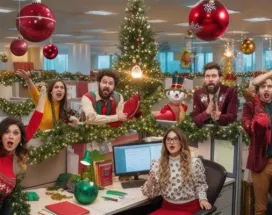 Festejo de navidad en la oficina