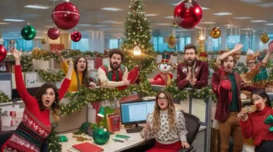 Festejo de navidad en la oficina