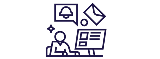 Ilustración muestra a una persona recibiendo una propuesta de Pluxee por correo electrónico