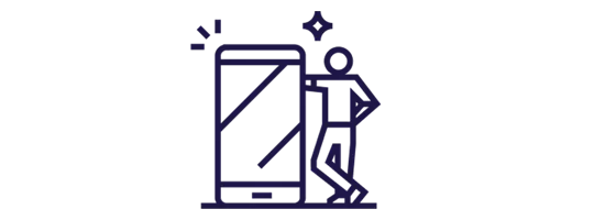 lustración muestra a una persona al lado de un celular gigante.