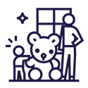 Ilustración de un niño recibiendo un regalo de su padre