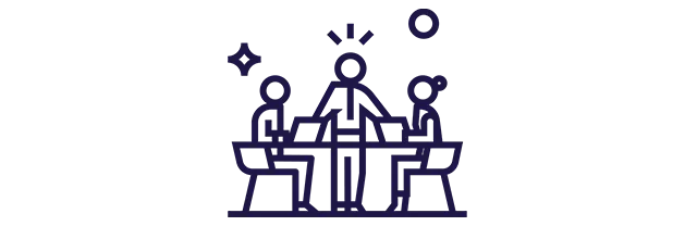 Ilustración de tres personas en la oficina 